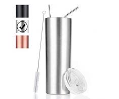 Kyrieval Trinkbecher mit Strohhalm Tumbler Travel Mug Thermosflasche Reisebecher aus Edelstahl