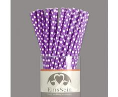 25x Papierstrohhalme Dots EinsSein® flieder Hochzeit Party Geburtstag Strohhalme Trinkhalme Cake Pops Sticks und Candy Bar-Zubehör Stiele Papier Pappgeschirr Straws