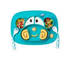 Teller für Baby Kinder Tischset Mini Rutschfest Kinderteller mit saugnapf Silikon Baby Teller Antirutsch Babygeschirr BPA-frei Babyteller für die Meisten Esstische und Hochstuhl-Tablett
