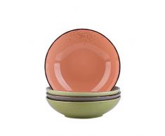 Vancasso Suppenteller, Navia 4 teilig Tiefteller bunt aus Steingut, Ø 22 cm, Geschirr Tellerset Suppenschalen