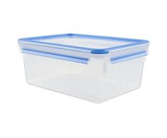 Emsa 508546 Rechteckige Frischhaltedose mit Deckel, 3.7 Liter, Transparent/Blau, Clip & Close