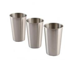 Manum, Wasserbecher, 3 Stück, Edelstahlbecher für Saft, Bier, Portionierungsbecher für Zuhause oder Reisen Einheitsgröße 350ML