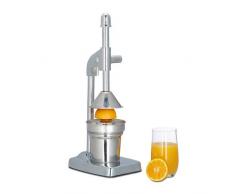 Relaxdays Hebel Saftpresse manuell, Fruchtpresse für Orangen, Zitruspresse HxBxT: 37 x 12 x 18 cm, silber