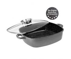 STONELINE Eckpfanne 24x24cm mit Aroma-Glasdeckel, induktionsgeeignet