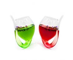 Oranien Trade Cocktailgläser, Partygläser mit Trinkhalm/Glasstrohhalm im 2er-Set edles Design Füllmenge 300ml