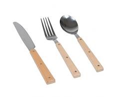Bo-Camp Urban Outdoor 6102120 Camping Besteck Set Harlem 6-tlg Outdoor Essbesteck Holz Griff Edelstahl