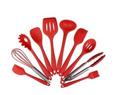 10 Stück Silikon Küchengeräte Set - Spatel, Löffel und Turner, hitzebeständig Premium Home Kochen Tools Kit