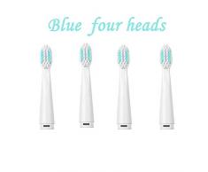 NERB Elektrische Zahnbürste Sonic Elektrische Zahnbürste Sonic Wave Waschbare elektronische Whitening Zähne putzen Replacement Heads Set (Color : Blue Four Heads)