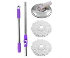 ARSUK Wischmop mit Griff wischmop ersatzkopf Zusammenklappbar mit 2 Ersatz-Mikrofaser Wischmop - Lila