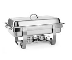 HENDI Chafing Dish, Gastronorm, mit zwei Brennpastenbehältern und einem Behälter 65 mm, geeignet für Gastronormbehälter bis zu 100 mm tief, GN 1/1, 9L, 585x385x(H)315mm, Edelstahl 18/0