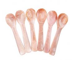 DUEBEL Set von 6 Perlmutt MOP Mother of Pearl Löffel für Kaviar Eier Serving, 8 cm