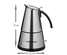 ROMMELSBACHER EKO 364/E Espressokocher elektrisch (2-4 Tassen, 250ml Füllmenge, 2 Edelstahl-Filtereinsätze, Abschaltautomatik, Sicherheitsventil, Ein/Ausschalter, 365 W) Edelstahl