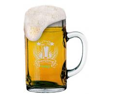 MeinGlas GmbH Gravierter Maßkrug 1,0 l mit Logo (Bierkönig) und Wunsch-Namen und Logo-Gravur 1 Liter Bierkrug mit persönlicher Gestaltung nach Ihren Vorgaben