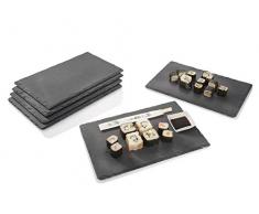 Sänger Servierplatten Set aus lasiertem Schiefer 6er Set - 20x30 cm - Unterseite der Schieferplatten mit 4 Gummifüßen zum Schutz der Oberflächen