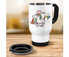 printplanet® Thermobecher weiß mit Namen personalisiert - Motiv Einhorn individuell gestalten - Coffee to Go Becher, Thermo-Tasse