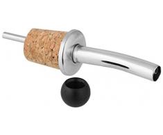 FACKELMANN Flaschenaußgießer, Schnapsdosierer mit Kappe, Essig- und Öl-Spender aus Edelstahl/Kork (Farbe: Silber/Braun/Schwarz), Menge: 1 Stück