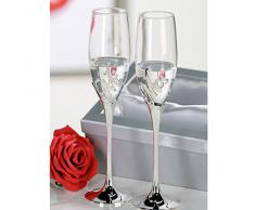 Casablanca - Champagnerglas - MR+MRS- Metall - Farbe: Silber - 2 er Set - Höhe : 27cm