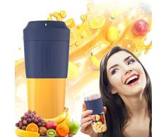 Mixer 450ML Tragbar Entsafter Mini Standmixer Blender Klein Smoothie Maker, Edelstahl +Borosilikat Glas, USB Wiederaufladbar, Ideal für Smoothie, Saft, Milkshake, Reise, Haus, Sport