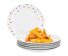 Van Well Steingut 6er Geschirr-Set Serie Capri | weiß mit Dekor | Artikel wählbar, Service Serie Capri:Speiseteller 27cm