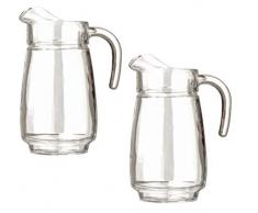 Arcoroc 2er Set Tivoli Krug 2,3 Liter - Glaskaraffe im modernen Design - Für Säfte, Softdrinks, Getränke, Bier, Wein, Tee