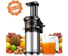 Aobosi Kompakt Slow Juicer/Kleines Kaliber Entsafter/Saftpresse für Obst und Gemüse mit tragbar Griff/Rücklauffunktion/geräuschlosem Motor und Reinigungsbürste für einen nährstoffreichen Saft
