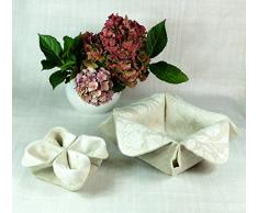 Stilvolles Frühstücksset - Brotkorb und Eierkörbchen aus Lausitzer Leinendamast - von Beletage HM