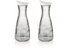 Karaffe mit Deckel 2er Set weiß 1 Liter