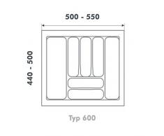 Besteckeinsatz UNIVERSAL60 mit 8-Facheinteilung (B 500-540 x T 440-490 mm) / Besteckkasten / Besteckeinsätze