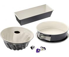 Dr. Oetker 3er Backformen-Set BACK-TREND: Springform, Gugelhupfform und Kastenform, Kuchenformen aus Stahl mit keramisch verstärkter Antihaft-Beschichtung (Farbe: creme/anthrazit), Menge: 1 x 3er Set