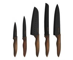 Hecef Küchenmesser Set, Edelstahl Antihaft Schwarze Farbe Beschichtung Messer, beinhaltet 8 Kochmesser, 8 Brotmesser, 7 Santokumesser, 5 Mehrzweckmesser und 3,5 Schälmesser