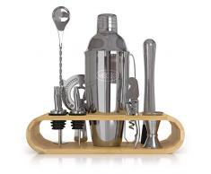 Misceo Barkeeper Cocktailset Mixer Barzubehör | Barmans Kit Boston Shaker | Bambusständer | Rezepte eBook