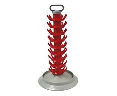 Flaschen Abtropfständer aus Kunststoff in Rot - für das Abtropfen und die kompakte Lagerung von Flaschen, abschraubbare Ständerelemente, 40cm, geeignet für 81 Flaschen