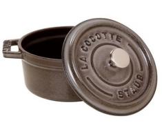 Staub Cocotte/Bräter rund mit Deckel (24 cm, 3,8 L, induktionsgeeignet, mit mattschwarzer Emaillierung im Inneren des Topfes) graphitgrau