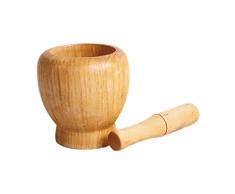 YARNOW 1 Satz Holzmörser Und Stößel Knoblauch Mops Topf Kräutermühlen Fleischwolf für Die Küche zu Hause (12 Cm)