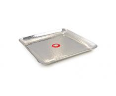 Indian-Tiffin Tablett, Edelstahl, quadratisch, gehämmert, mittelgroß