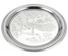 DRULINE Dekoplatte Dume Ø 28 cm Edelstahl Dekoteller Obstteller Kerzentablett Deko Tablett Pfau