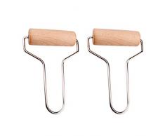 NUOBESTY 2 Stück Gebäck Pizza Roller Holz Ton Rollen Nudelhölzer 5D Diamant Malwerkzeug zum Backen Keramik Keramik Ton Arbeiten
