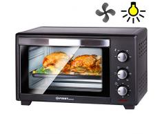 TZS First Austria - 30 Liter, 1600 Watt Minibackofen mit Innenbeleuchtung und Umluft herausnehmbares Krümelblech | Mini Pizza-Ofen | Doppelglastür | Timer | Backofen | Mini Backofen | Pizzaofen