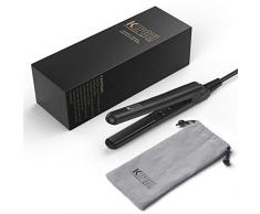 KIPOZI Mini Glätteisen Reise Haarglätter Keramik-Glätteisen Aufbewahrungstasche Ausgestattet Automatischen Zweifache Spannung schnelle Aufheizung, schwarz