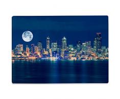 Wandkings Glasschneidebrett „Nachtlicher von New York“ - Motiv wählbar - Glasschneideplatte, Schneidebrett aus Glas, Frühstücksbrettchen