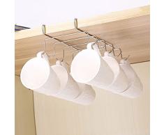 Lovestory Tee Tasse Halterung unter Ablage Edelstahl Handtuchhalter Schrank Organizer Raumspartrockner Speicher 10 Haken für Küche Schrank Silber
