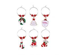 FBGood Weihnachtsdekoration Weinglas Kreis Weihnachtsstimmung Anhänger Ring Deko Becher, Charms Marker Ringe für Weinglas Weihnachtsmotiv Zubehör Dekoration für Bar, Party, A, A