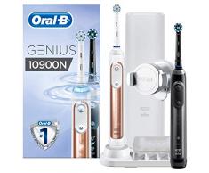Oral-B Genius 10900N Elektrische Zahnbürste mit Zahnfleischschutz-Assistent, mit 2. Handstück, rosegold & schwarz