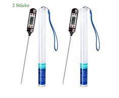 Meilliger Thermometer Küche 2 Stücke Universales Haushaltsthermometer Digitales Kochthermometer Küchenthermometer Fleischthermometer, Ablesbar 50°C- 300°C, °C/°F Umschaltbar mit Schutzhülle