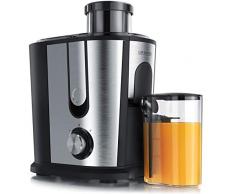 Arendo - Entsafter für Obst und Gemüse in Edelstahl - Zentrifugaler Entsafter Juicer - elektrisch - 2 Geschwindigkeitsstufen - Überhitzungsschutz - Edelstahlgehäuse - BPA-frei