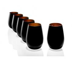 Stölzle Lausitz Becher 465 ml, 6er Set, Wassergläser in schwarz (matt) und Bronze, spülmaschinenfest, bleifreies Kristallglas, hochwertige Qualität
