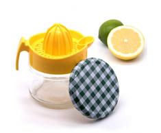 SYMPAA Zitronenpresse mit Glasbehälter 220 ml, hochwertige Zitruspresse inklusive praktischem Schraubverschluss zur nachhaltigen Aufbewahrung