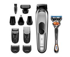 Braun 10-in-1-Trimmer MGK7220 Herren-Barttrimmer, Bodygrooming-Set und Haarschneider, grün/silber