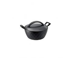 LOCK & LOCK Two Hands SALON - Kasserolle mit Deckel und zwei Griffen - Stielkasserolle aus Aluminium - mit Antihaft-Beschichtung - 20 cm, schwarz