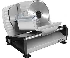 Allesschneider, elektrische Allesschneider rostfreies Edelstahlmesser, Wurstschneidemaschine mit einstellbare Schnittstärke (0-15mm) Käseschneidemaschine, Brotschneidemaschine, 200 W, Silber, OSTBA